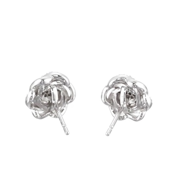 Natural Diamond Flower Earrings - Picture 3 of 9